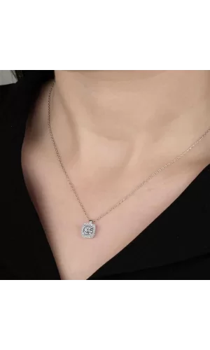 Luz&Pos Swarovski Taşlı Gümüş Tektaş Bayan Kolye