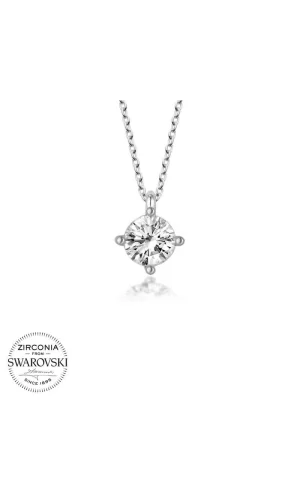 Luz&Pos Swarovski Taşlı Gümüş Tektaş Bayan Kolye