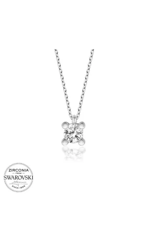 Luz&Pos Swarovski Taşlı Gümüş Tektaş Bayan Kolye