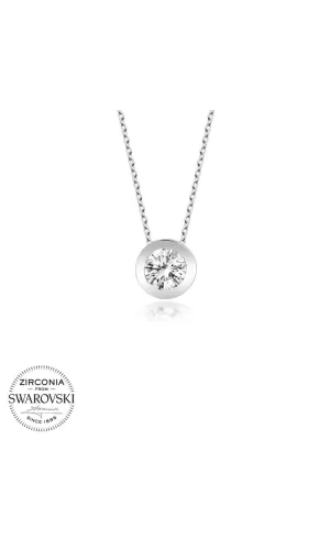 Luz&Pos Swarovski Taşlı Gümüş  Tektaş Bayan Kolye