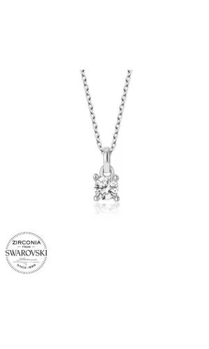 Luz&Pos Swarovski Taşlı Gümüş Tektaş Bayan Kolye