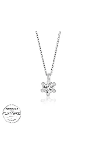Luz&Pos Swarovski Taşlı Gümüş Tektaş Bayan Kolye