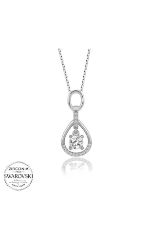 Luz&Pos Swarovski Taşlı Gümüş Tektaş Bayan Kolye