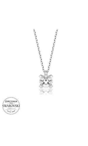 Luz&Pos Swarovski Taşlı Gümüş Tektaş Bayan Kolye