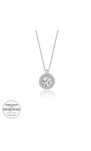 Luz&Pos Swarovski Taşlı Gümüş Tektaş Bayan Kolye