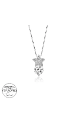 Luz&Pos Swarovski Taşlı Gümüş Yıldız Tektaş Bayan Kolye