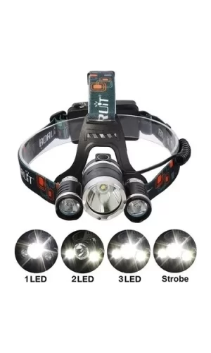 T6 Kafa Feneri 5000 Lumens 3xcree Xm-t6+2r5 Lamba Led Kamp Lambası
