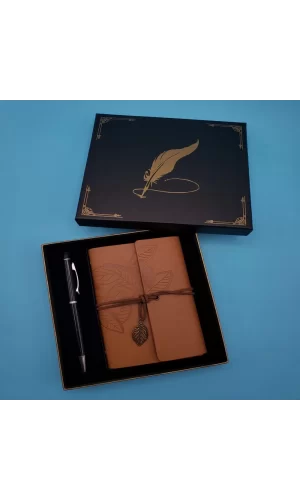 Taba Deri Defter Ve Kalem Set