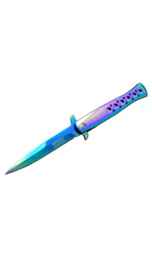 Tac-force Tac Force Ti-lite 1111 Gk Gökkuşağı Kamp / Av Çakısı 23cm- Yarı Otomatik, Kemerlikli, Metal Desenli Sap