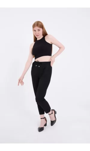 Tam Kalıp Basic Eşofman Pantolon - Siyah
