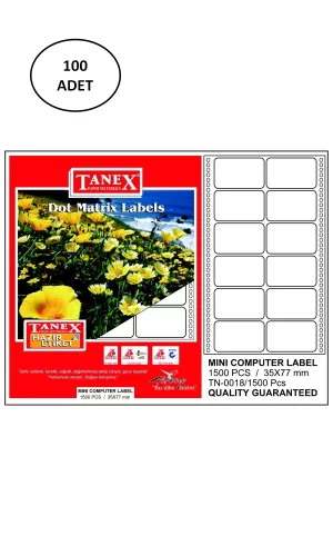 Taneks 35X77 Mm Bilgisayar Etiketi 100 Lü