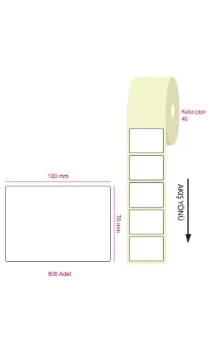 Tanex 100x80mm Eco Termal Etiket 1 Li 40mm Çap 500 Lü