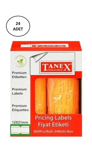 Tanex 12X21 Mm Turuncu Fiyat Etiketi 800 Ad 24 lü