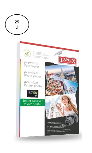 Tanex Fotoğraf Kağıdı A4 180 gr 210 mm x 297 mm 25 Sayfa