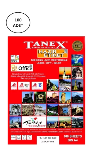 Tanex Tw-2000 210X297 Mm Lazer Etiket 100 Adet