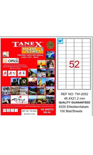 Tanex Tw-2052 46,4x21,2 Mm Lazer Etiket 100lü