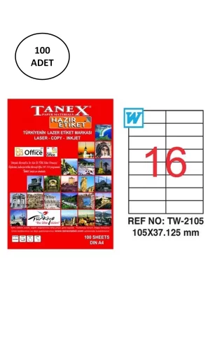 Tanex Tw-2105 Lazer Etiket 105X37 Mm 100 Lü