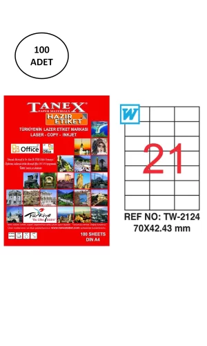 Tanex Tw-2124 Lazer Etiket 70X42 Mm 100 Lü