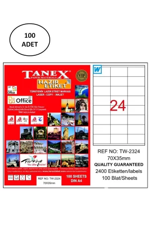 Tanex Tw-2324 Lazer Etiket 70X35 Mm 100 Lü