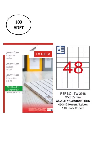 Tanex TW-2348 35x35mm 100 Adet Lazer Etiketi