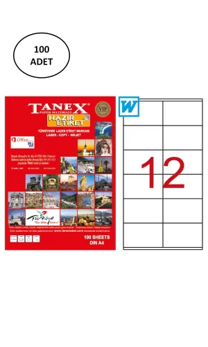Tanex Tw-2612 Lazer Etiket 105X48 Mm 100 Lü
