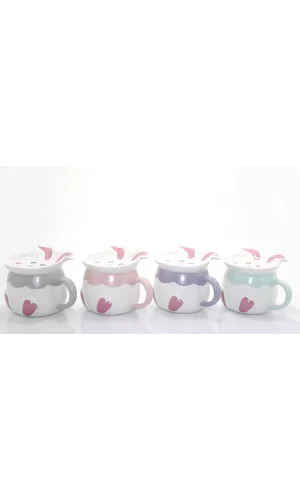 Tavşan Tasarımlı Porselen Kupa Bardak