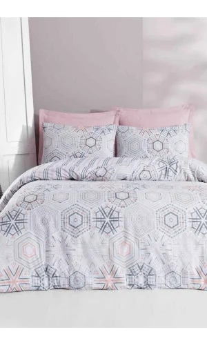 Tek Kişilik Pamuklu Nevresim Takımı Fitted Çarşaflı Lastikli Pedro Blush