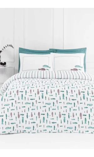 Tek Kişilik Pamuklu Nevresim Takımı Fitted Çarşaflı Lastikli Solomon Surf