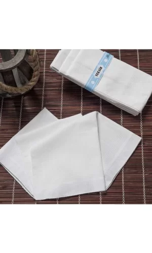 Teksin El Yüz Cep Mendili Beyaz 12 li Paket 36x36 Cm TM Beyaz