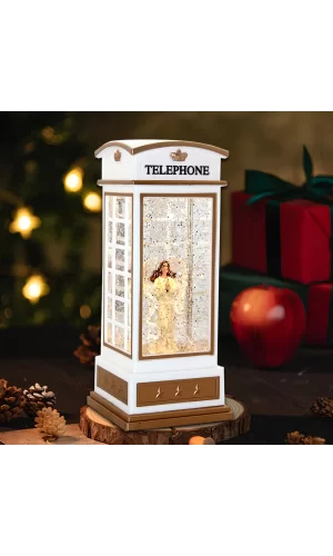 Telefon Kulübeli Işıklı Müzikli Kar Küresi