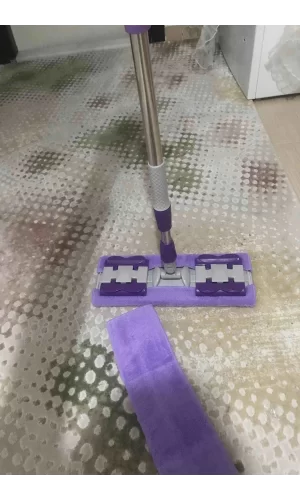 Teleskobik Cam Yer Tavan Silme - İstediğin Bezi Tak Kullan - 4 Mandallı -yedek Bezli Mop Seti