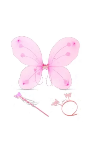 Toz Pembe Kelebek Kanadı Tacı ve Sopası