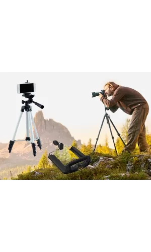 Tripod : Telefon Ve Kamera Tutucu Ayak + Telefon Tutucu - 105cm