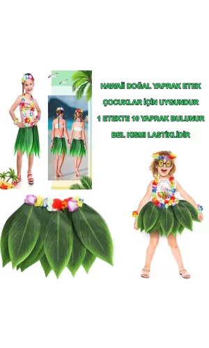 Tropikal Esintili Hawaii Yapraklı Parti Eteği Çocuk Boy