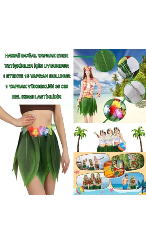 Tropikal Esintili Hawaii Yapraklı Parti Eteği Yetişkin Boy
