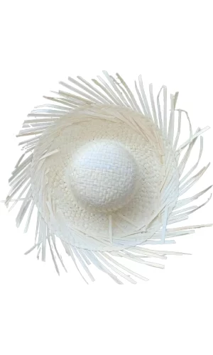 Tropikal Parti Beyaz Hasır Hawaii Şapkası 13x36 Cm