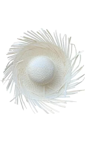 Tropikal Parti Beyaz Hasır Hawaii Şapkası 13x36 Cm