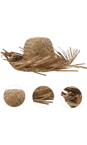 Tropikal Parti Naturel Hasır Hawaii Şapkası 13x36 Cm