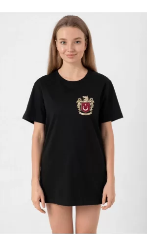 Türk Arma Baskı T-shirt - Siyah