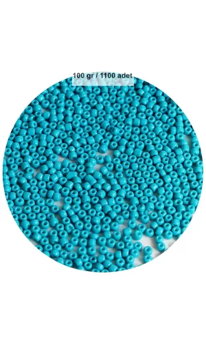 Turquaz Mavi Renk 4 mm Yaklaşık 1100 adet / 100 gram Cam Boncuk Oya Yazma Bileklik ve Kolye