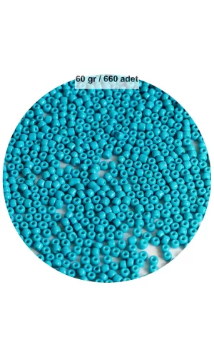 Turquaz Mavi Renk 4 mm Yaklaşık 660 adet / 60 gram Cam Boncuk Oya Yazma Bileklik ve Kolye