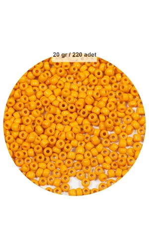 Turuncu Renk 4 mm Yaklaşık 220 adet/20 gram Cam Boncuk Oya Yazma Bileklik ve Kolye