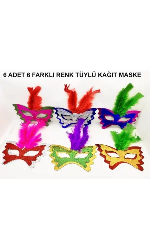 Tüylü Kağıt Karnaval Maskesi (639lı Set)