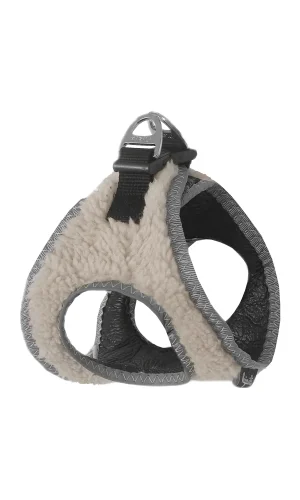 Üç Kilitli Kürklü Kedi Köpek Göğüs Tasması 24-28 cm XX-Small Krem