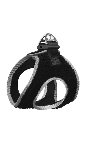 Üç Kilitli Kürklü Kedi Köpek Göğüs Tasması 32-40 cm Medium Siyah