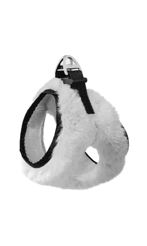 Üç Kilitli Peluş Kedi Köpek Göğüs Tasması 20-24 cm XXX-Small Beyaz