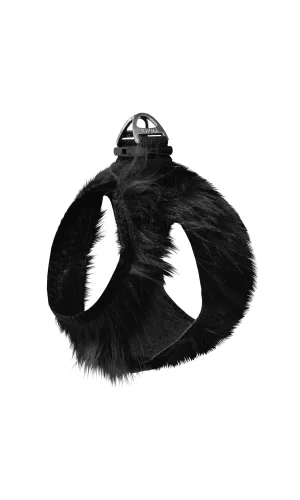 Üç Kilitli Peluş Kedi Köpek Göğüs Tasması 24-28 cm XX-Small Siyah