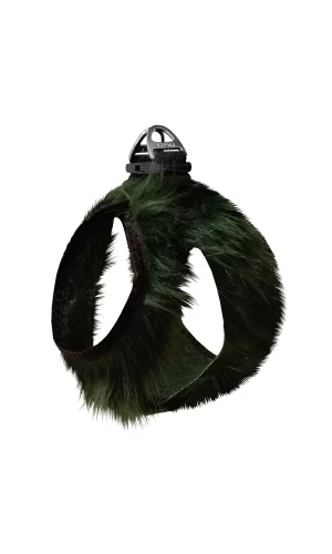 Üç Kilitli Peluş Kedi Köpek Göğüs Tasması 32-40 cm Medium Yeşil