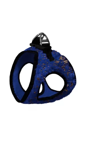 Üç Kilitli Simli Peluş Kedi Köpek Göğüs Tasması 28-34 cm X-Small Lacivert