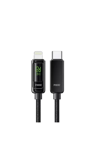 Ultimate Upd4160l 20w Lcd Ekranlı Hasır Örgü Ve Güçlendirilmiş Metal Başlıklı Type-c To Lightning Hızlı Şarj Ve Data Kablo